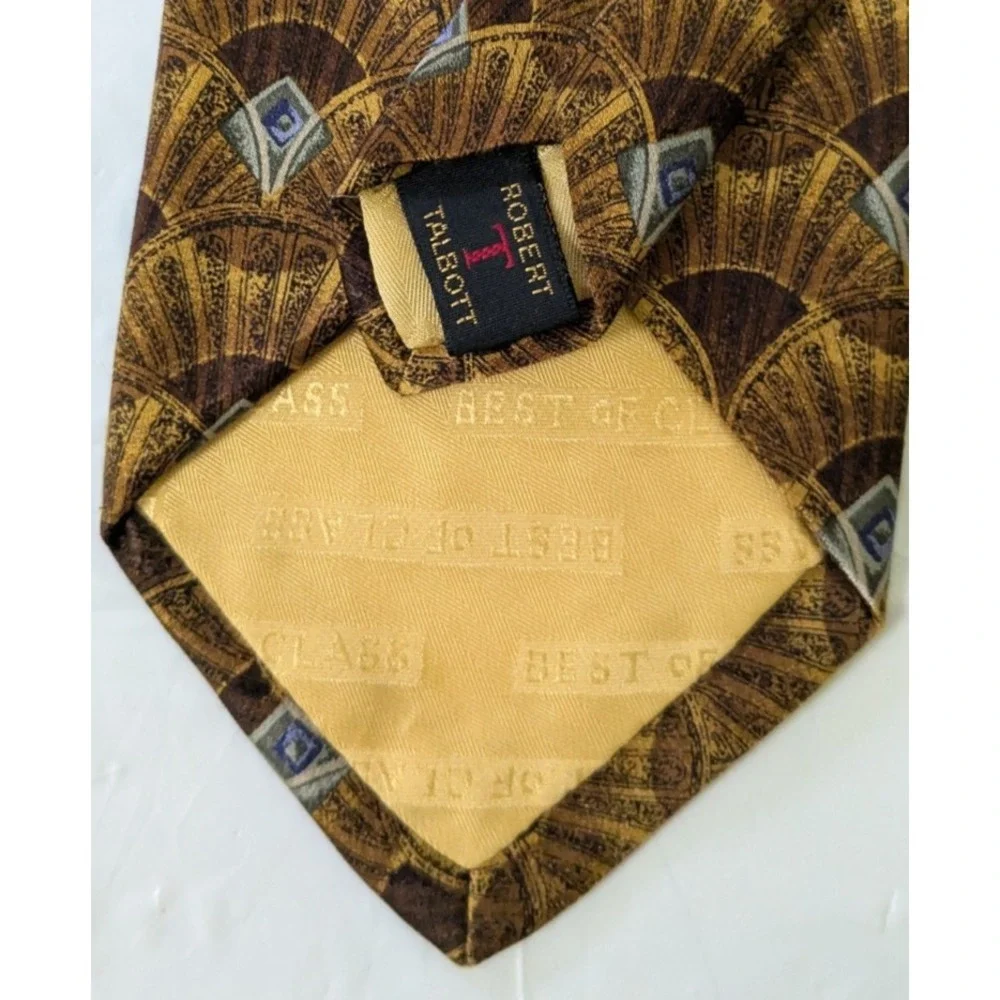 ROBERT TALBOTT Best Class Nordstrom Hand Sewn Tie Art Deco Geometric Fan 58x3.75